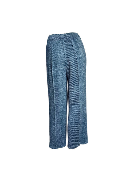 Denim Print Pleated  Pants