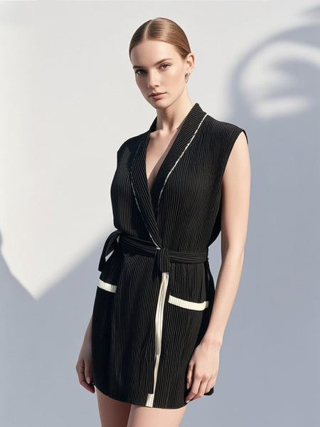 Pleated Long Vest