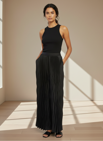 Satin Pleated Dress Pants