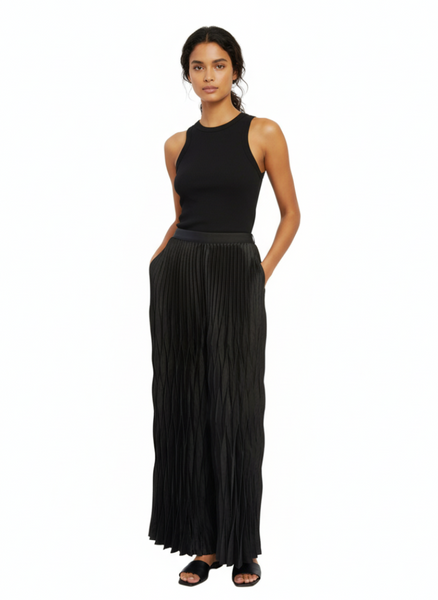 Satin Pleated Dress Pants