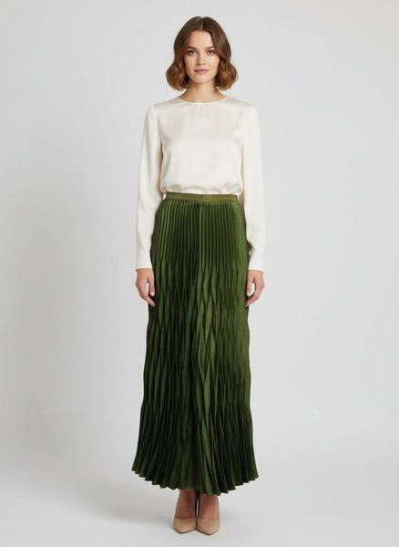 Satin Pleated Dress Pants