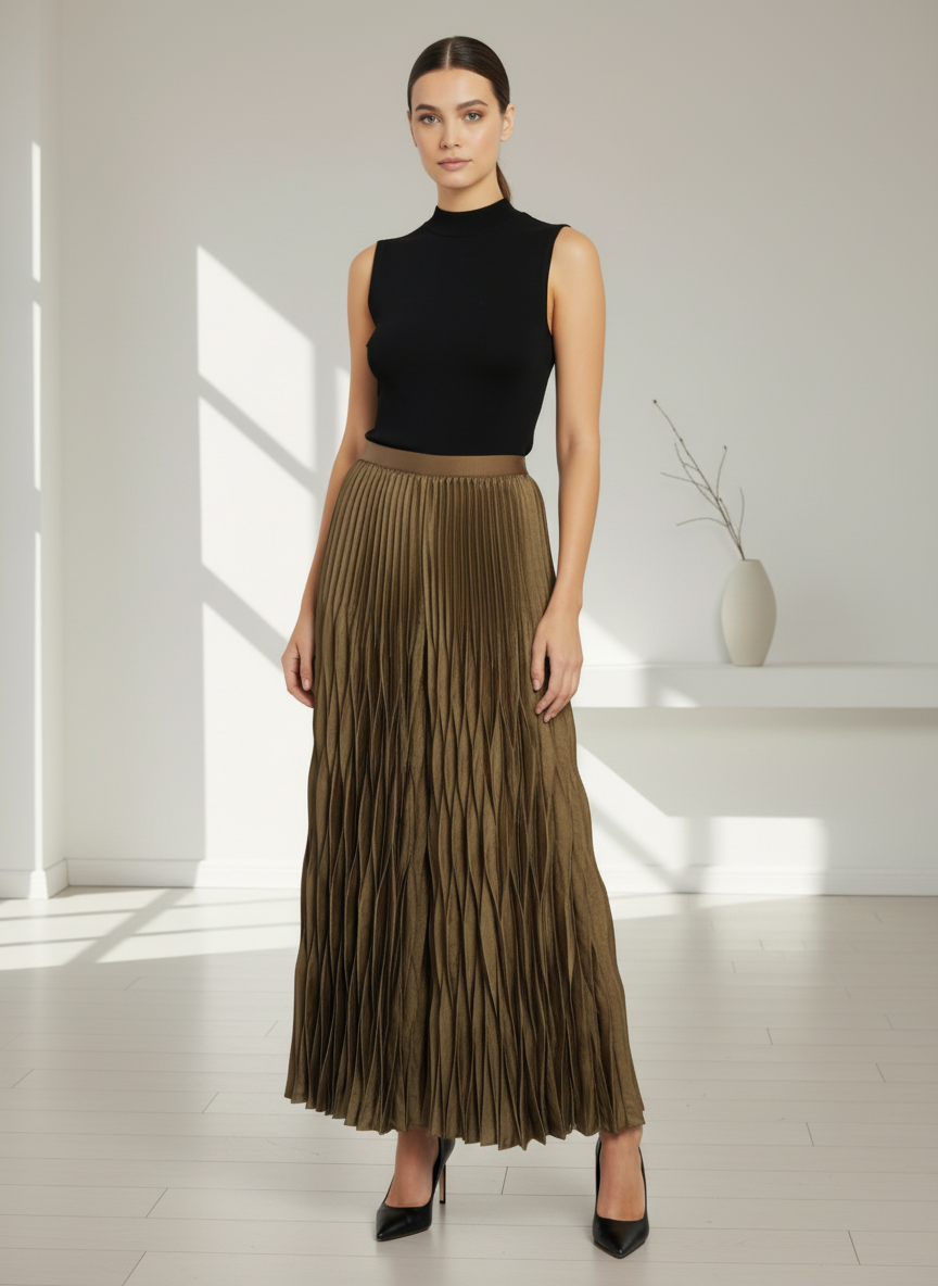 Satin Pleated Dress Pants