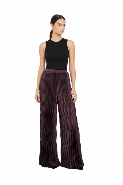 Satin Pleated Dress Pants