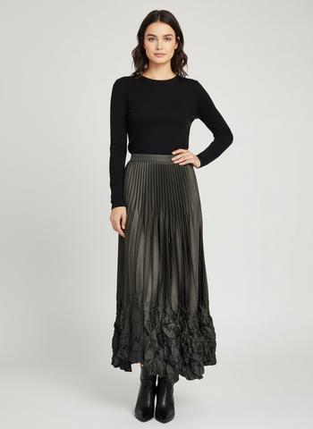 Satin Pleated Long Skirt