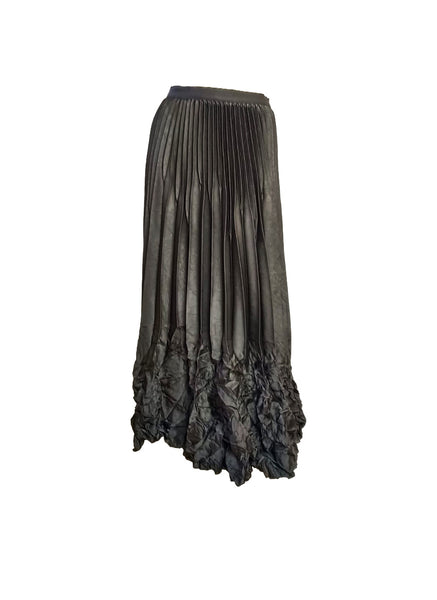 Satin Pleated Long Skirt