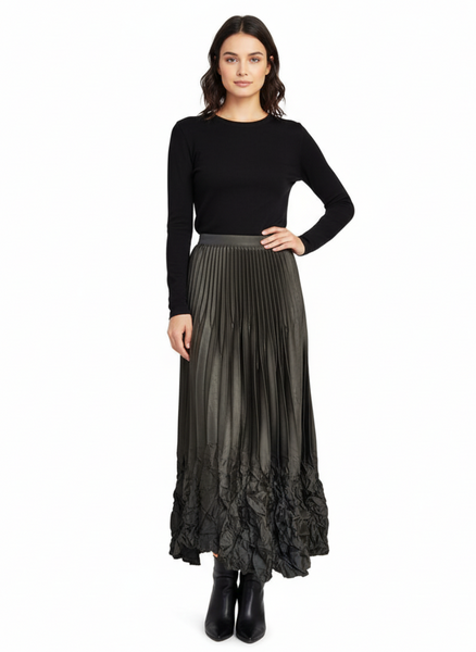 Satin Pleated Long Skirt