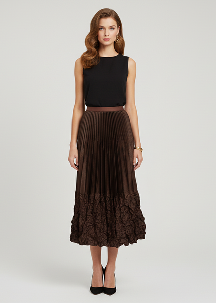 Satin Pleated Long Skirt