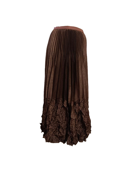 Satin Pleated Long Skirt