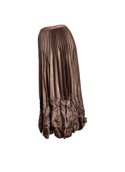 Satin Pleated Long Skirt