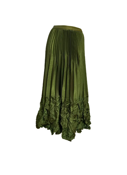 Satin Pleated Long Skirt
