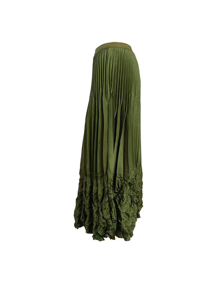 Satin Pleated Long Skirt
