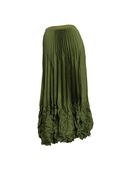 Satin Pleated Long Skirt