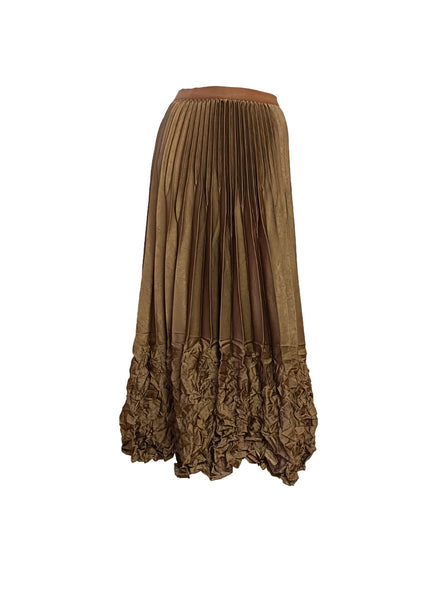 Satin Pleated Long Skirt