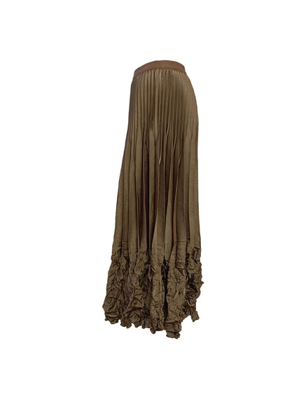 Satin Pleated Long Skirt