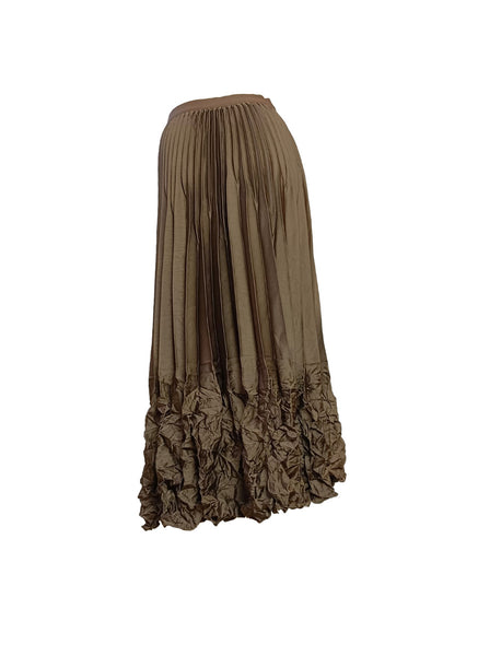 Satin Pleated Long Skirt
