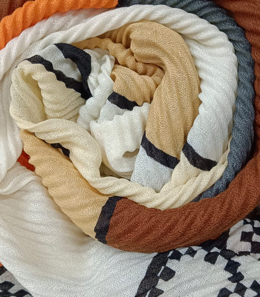 Printed Pleated Scarf
