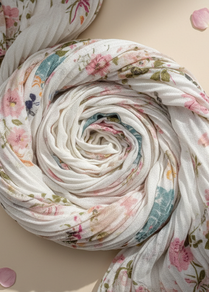 Printed Pleated Scarf