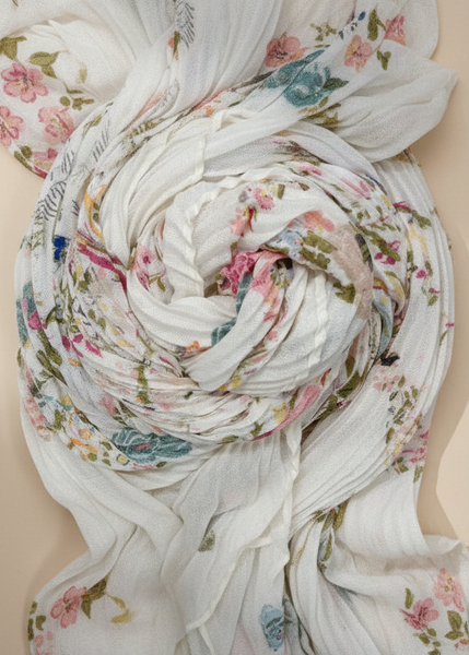 Printed Pleated Scarf