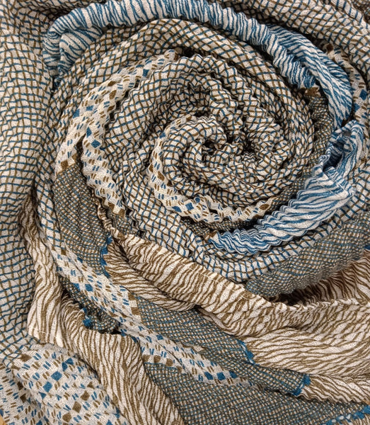 Printed Pleated Scarf