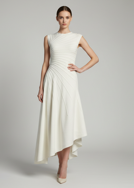 Fitted Gathered Drapes Dress