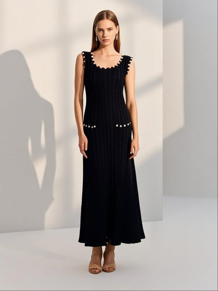 Beaded Scoop Neckline Dress