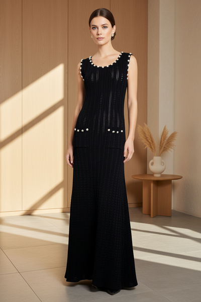 Beaded Scoop Neckline Dress