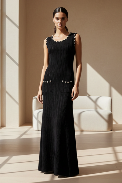 Beaded Scoop Neckline Dress