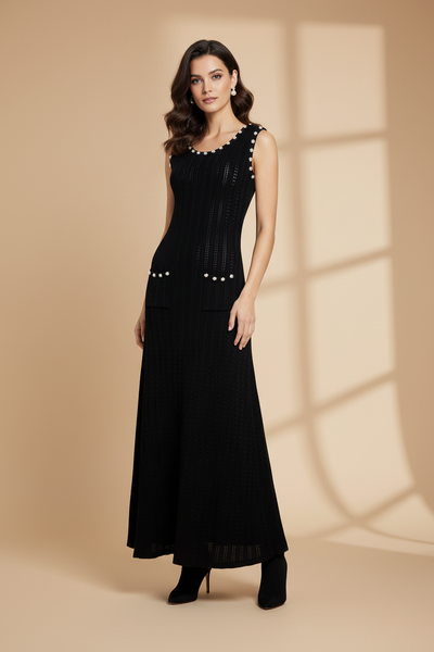 Beaded Scoop Neckline Dress