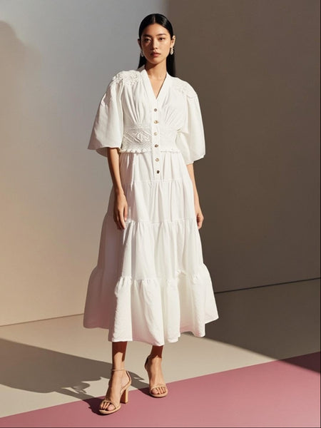 Flare Sleeve Midi Dress