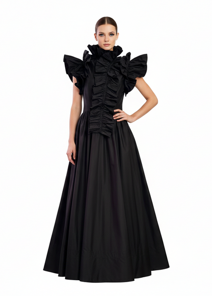 Ruffles Sleeves Long Dress