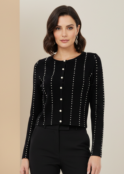 Pearl Beaded Knit Cardigan