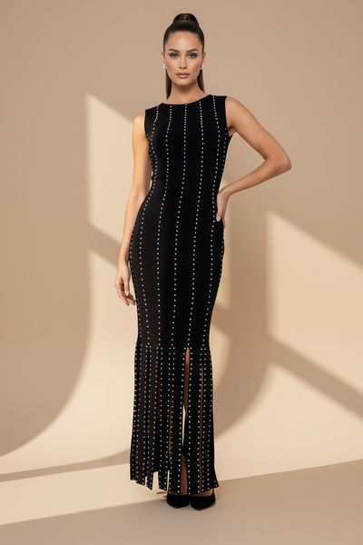 Pearl Beaded Knit Tassel Dress