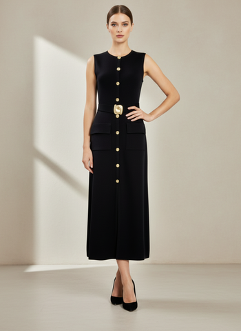 Belted Midi Knit Dress