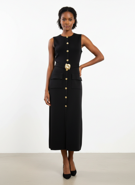 Belted Midi Knit Dress