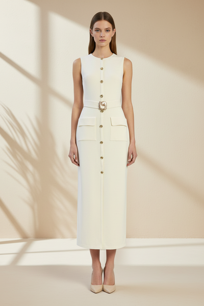 Belted Midi Knit Dress