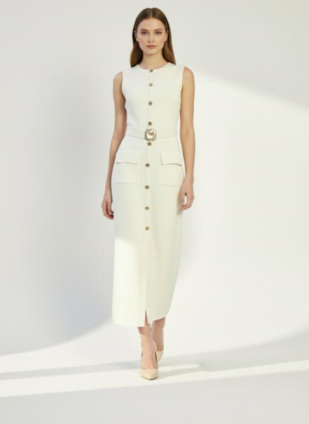 Belted Midi Knit Dress