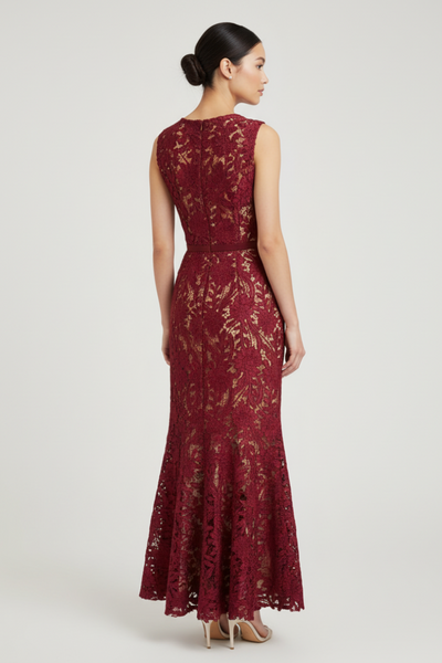 Fitted Floral Lace Midi Dress