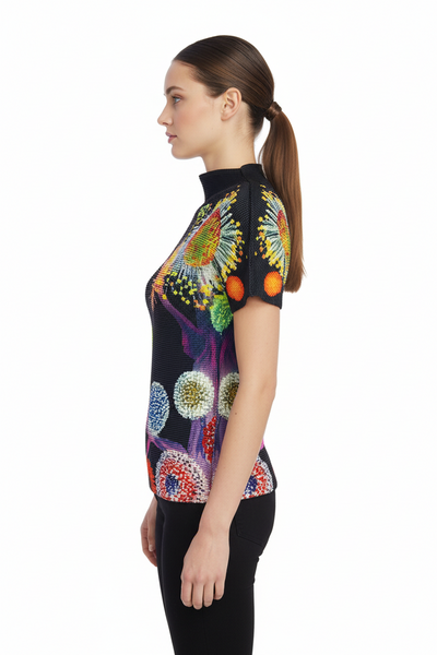 Cap Sleeve Abstract Floral Top