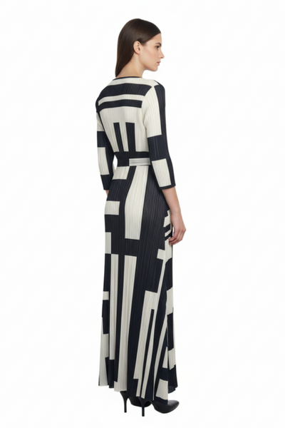 Geo Abstract Pleated Dress