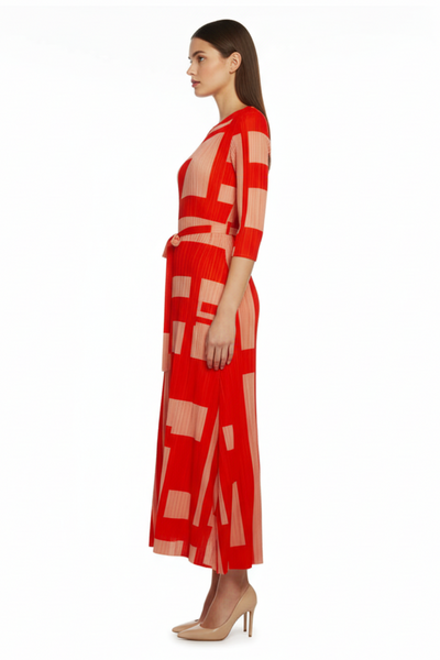Geo Abstract Pleated Dress