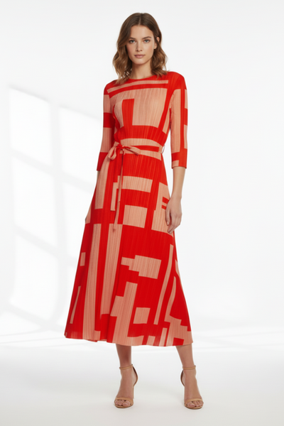 Geo Abstract Pleated Dress
