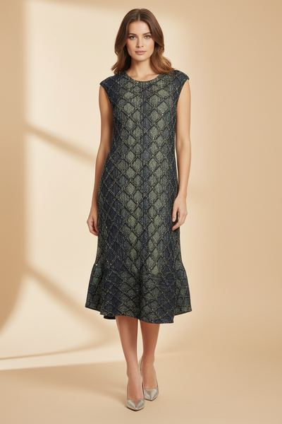 Geometric Lattice Peplum Dress