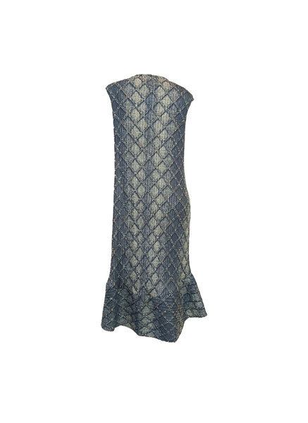 Geometric Lattice Peplum Dress