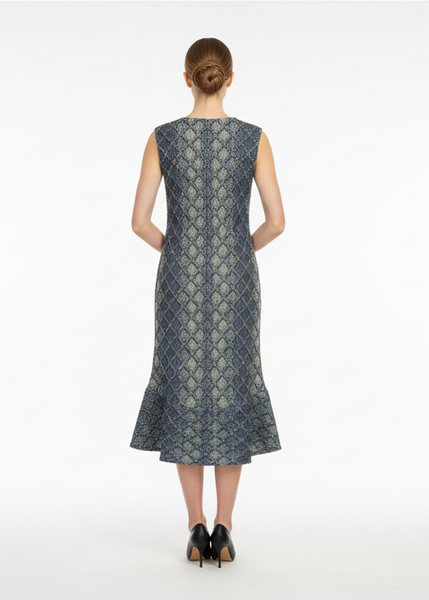 Geometric Lattice Peplum Dress