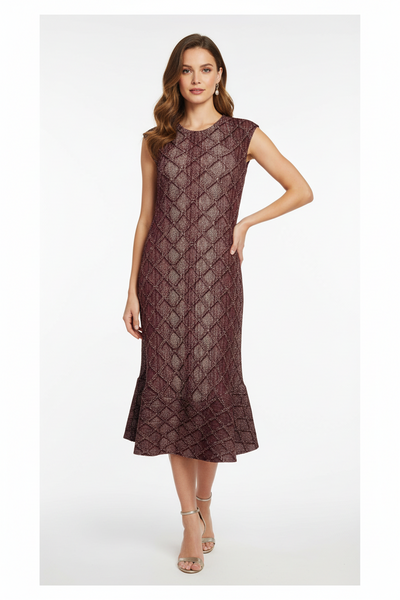 Geometric Lattice Peplum Dress