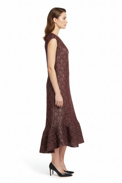 Geometric Lattice Peplum Dress