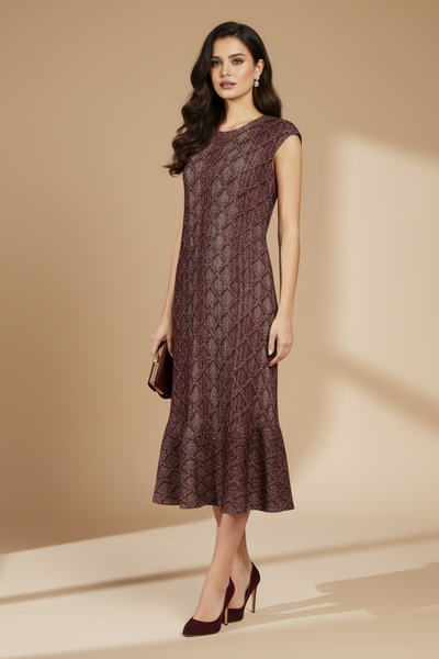 Geometric Lattice Peplum Dress