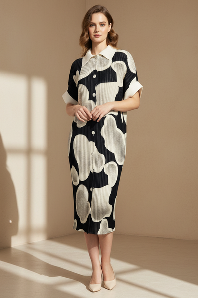 Abstract Print Shirt Dress