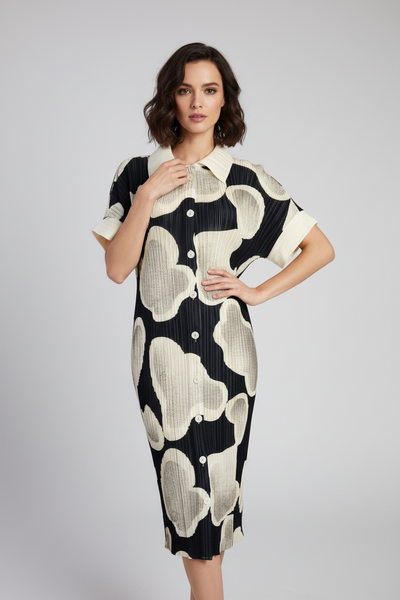 Abstract Print Shirt Dress