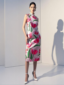 D240015 Floral Embroidery Cheongsam